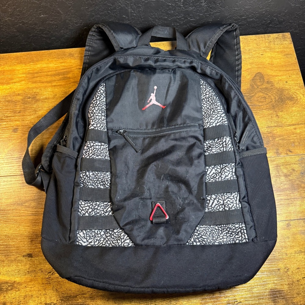 Jordan Elephant Print Black Polyester Backpack One‎ Size